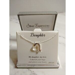 Heart Necklace Gift for Daughter Made With Fine Silver Plated New in a Box 18"